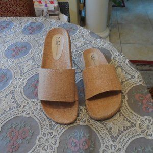 Neiman Marcus Beige Genuine Cork Slides Sandals Size 10M